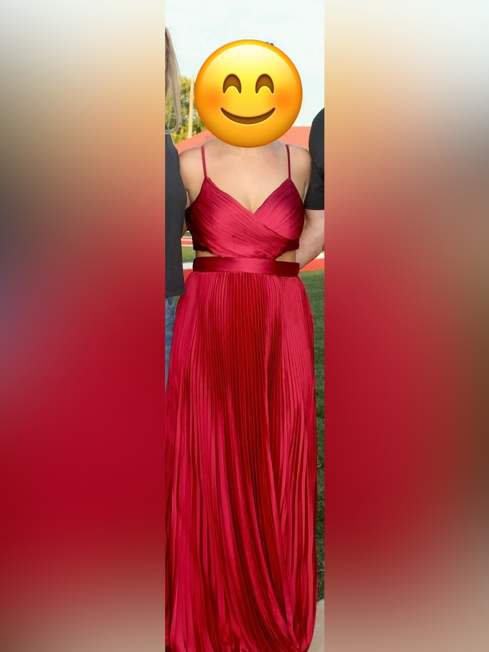 Lulu's Crimson Pleated Satin A-Line Maxi Dress